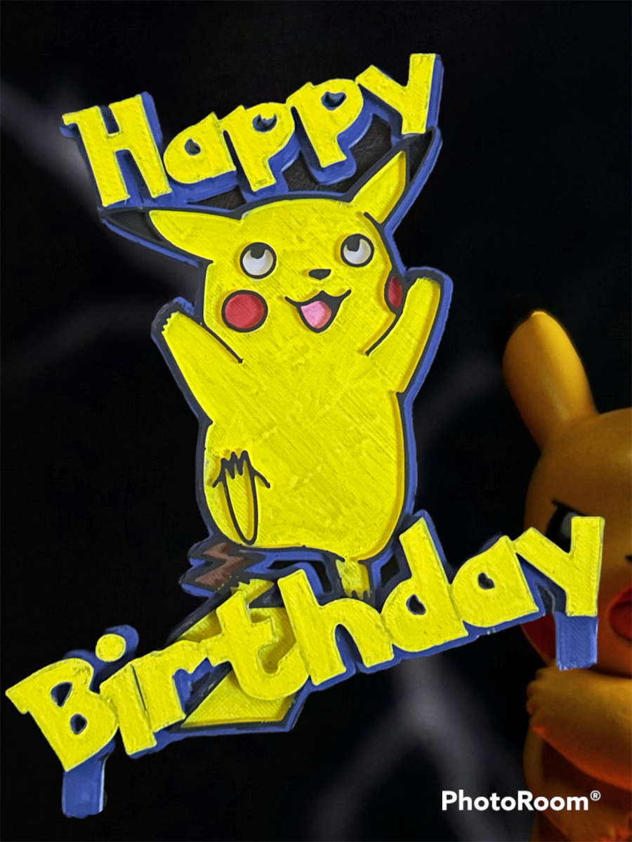 STL-Datei Pokémon Pikachu Happy Birthday Tortenaufleger・3D-druckbare  Vorlage zum herunterladen・Cults